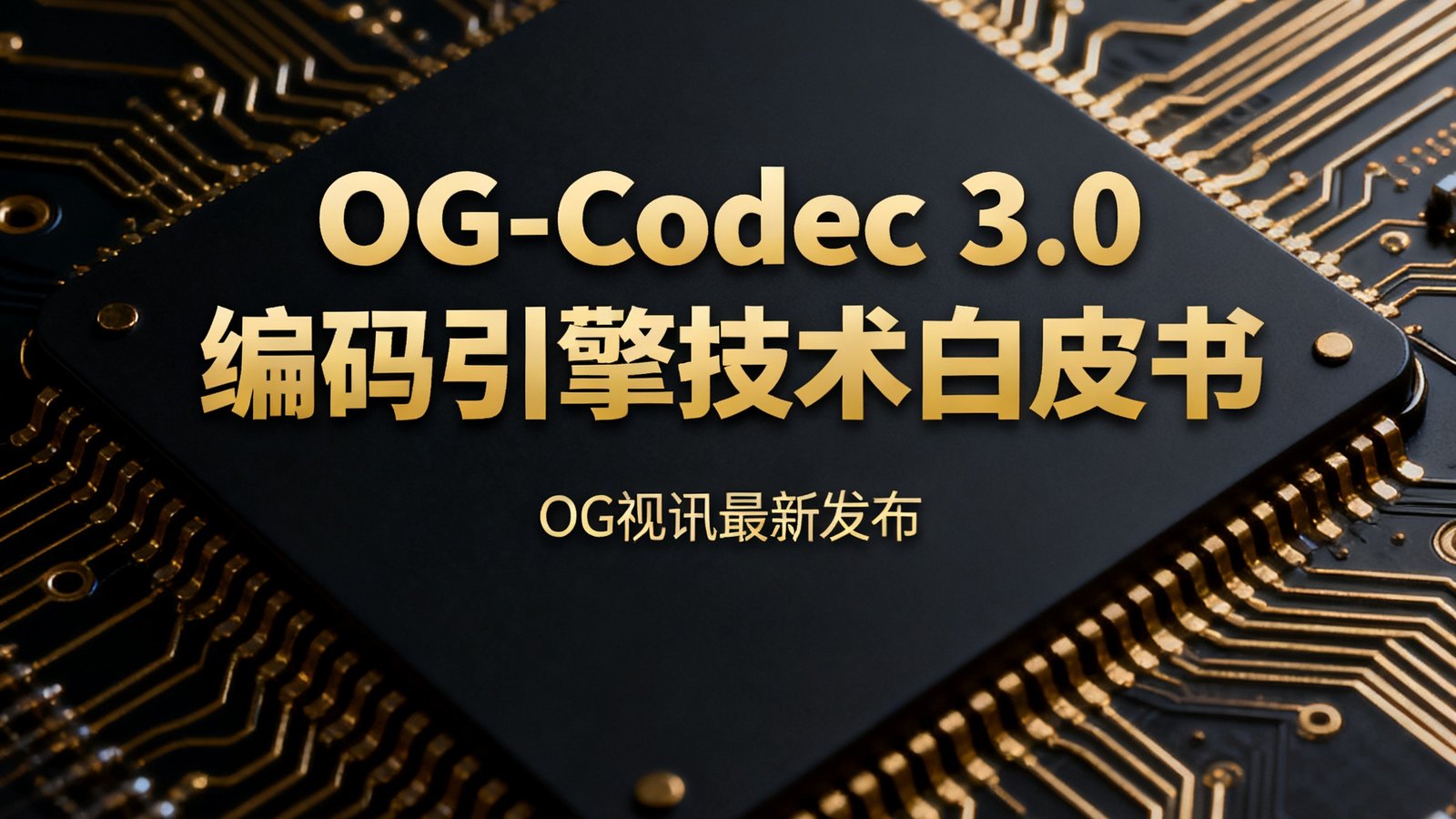 OG视讯最新发布的OG-Codec 3.0编码引擎技术白皮书封面，深色背景上带有金色电路板纹理